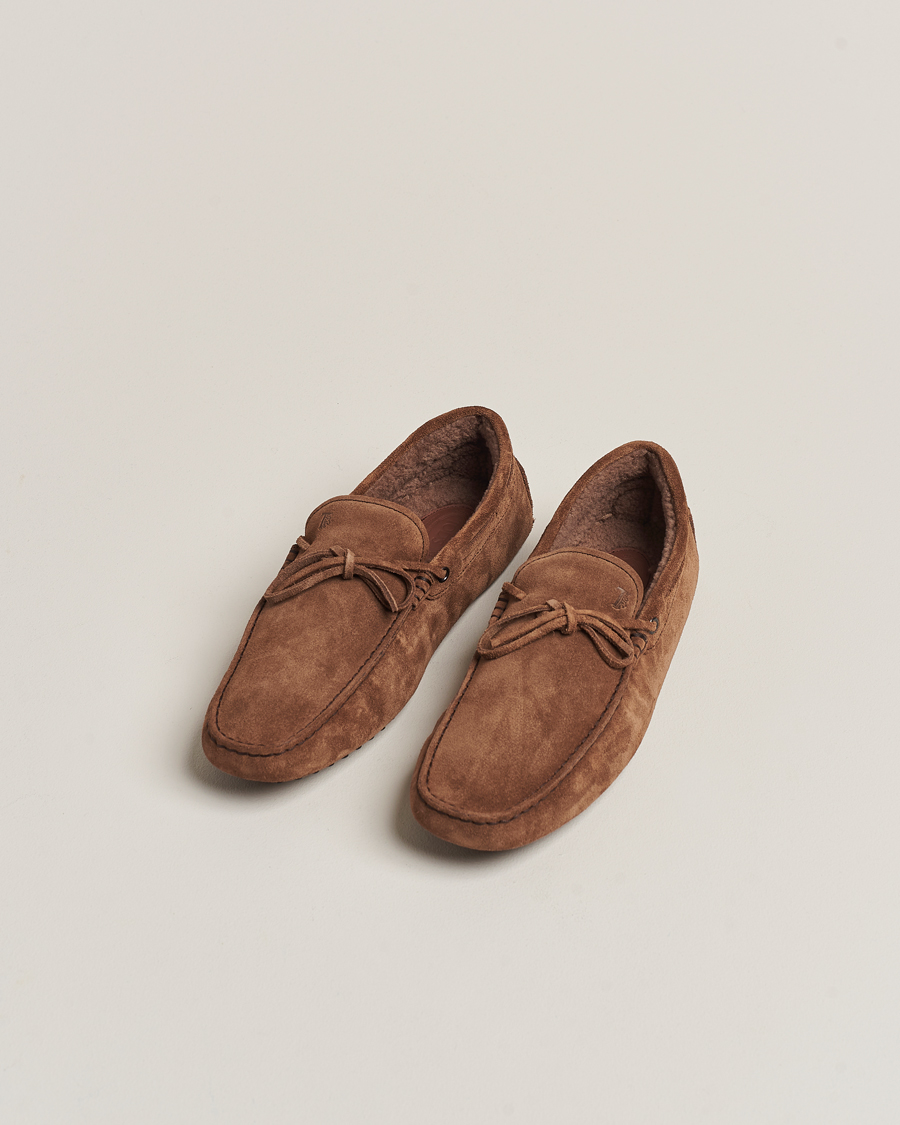 Herr | Tod's Winter Shearling Gommino Brown Suede | Tod's | Winter Shearling Gommino Brown Suede