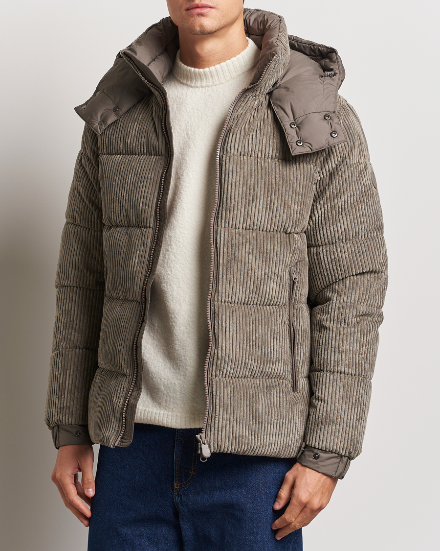 Herr | Jackor | Save The Duck | Albus Cord Padded Puffer Jacket Mud Grey