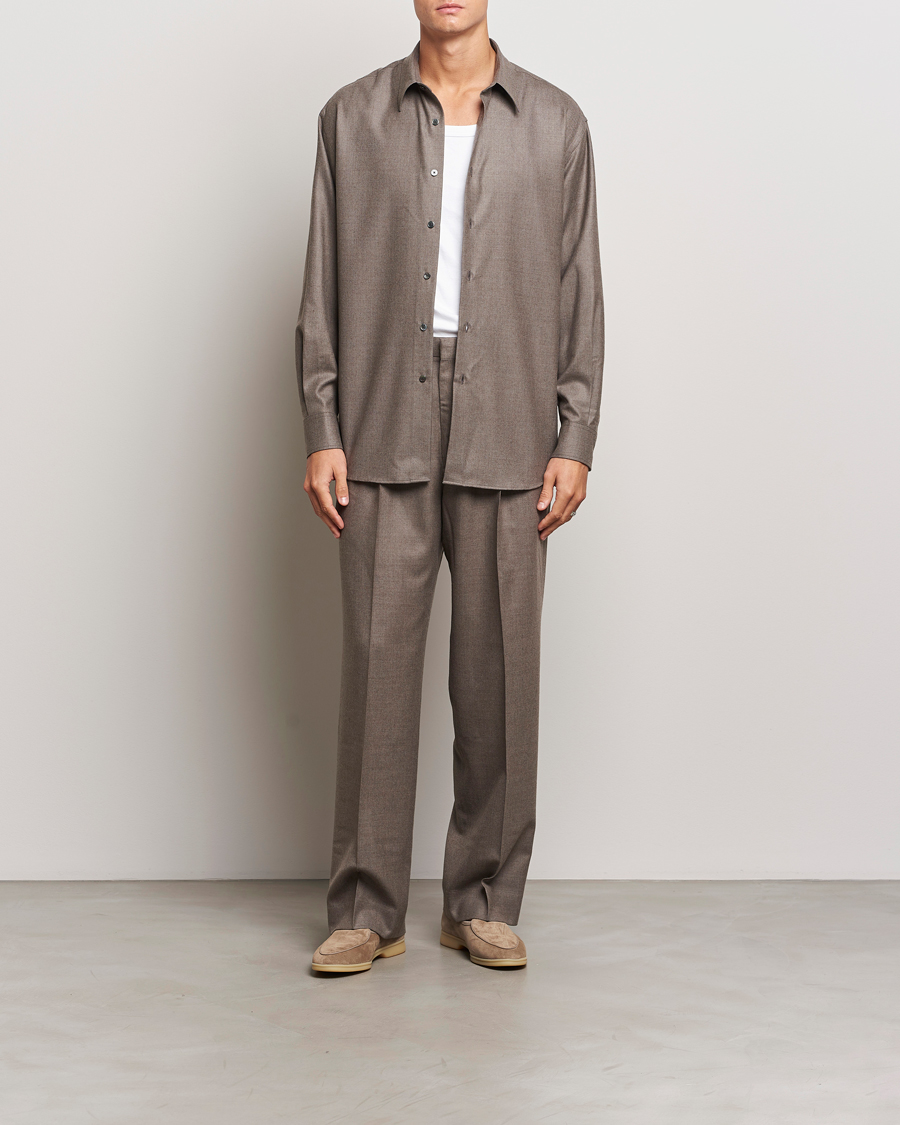 Herr | Byxor | Auralee | Superlight Wool Slacks Top Brown