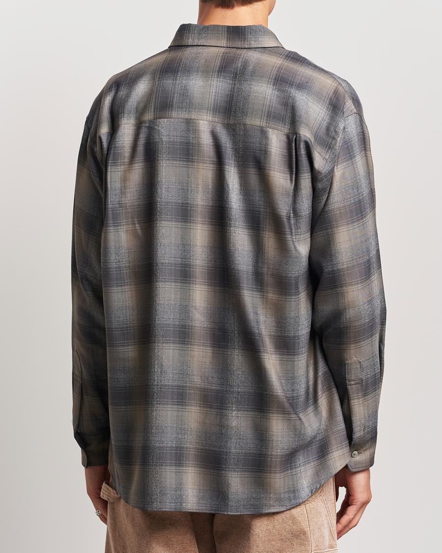 Herr | Skjortor | Auralee | Superlight Wool Shirt Charcoal Check