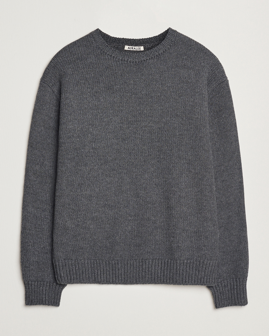 Herr | Tröjor | Auralee | Soft Wool Cord Pullover Charcoal