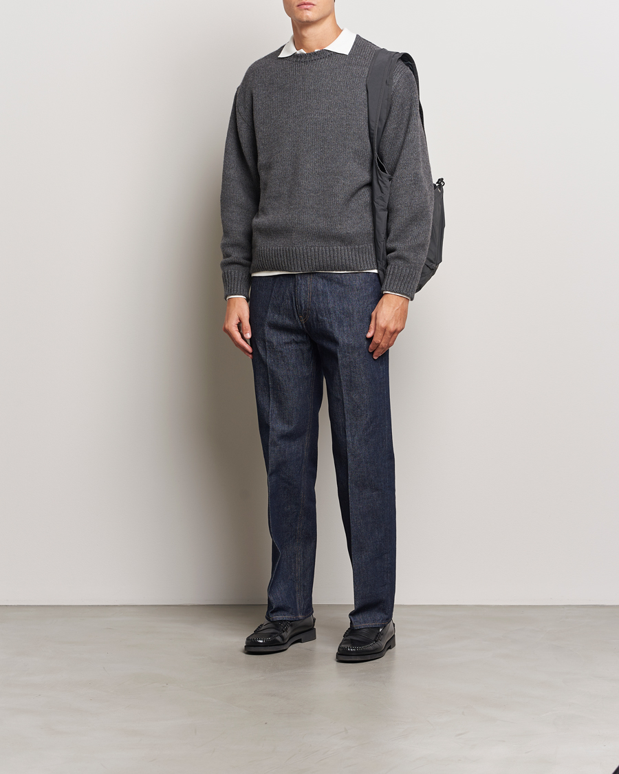 Herr | Tröjor | Auralee | Soft Wool Cord Pullover Charcoal
