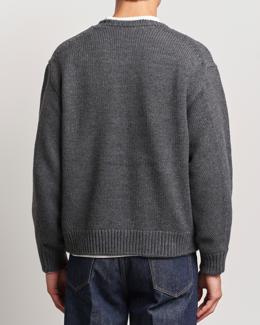 Herr | Tröjor | Auralee | Soft Wool Cord Pullover Charcoal