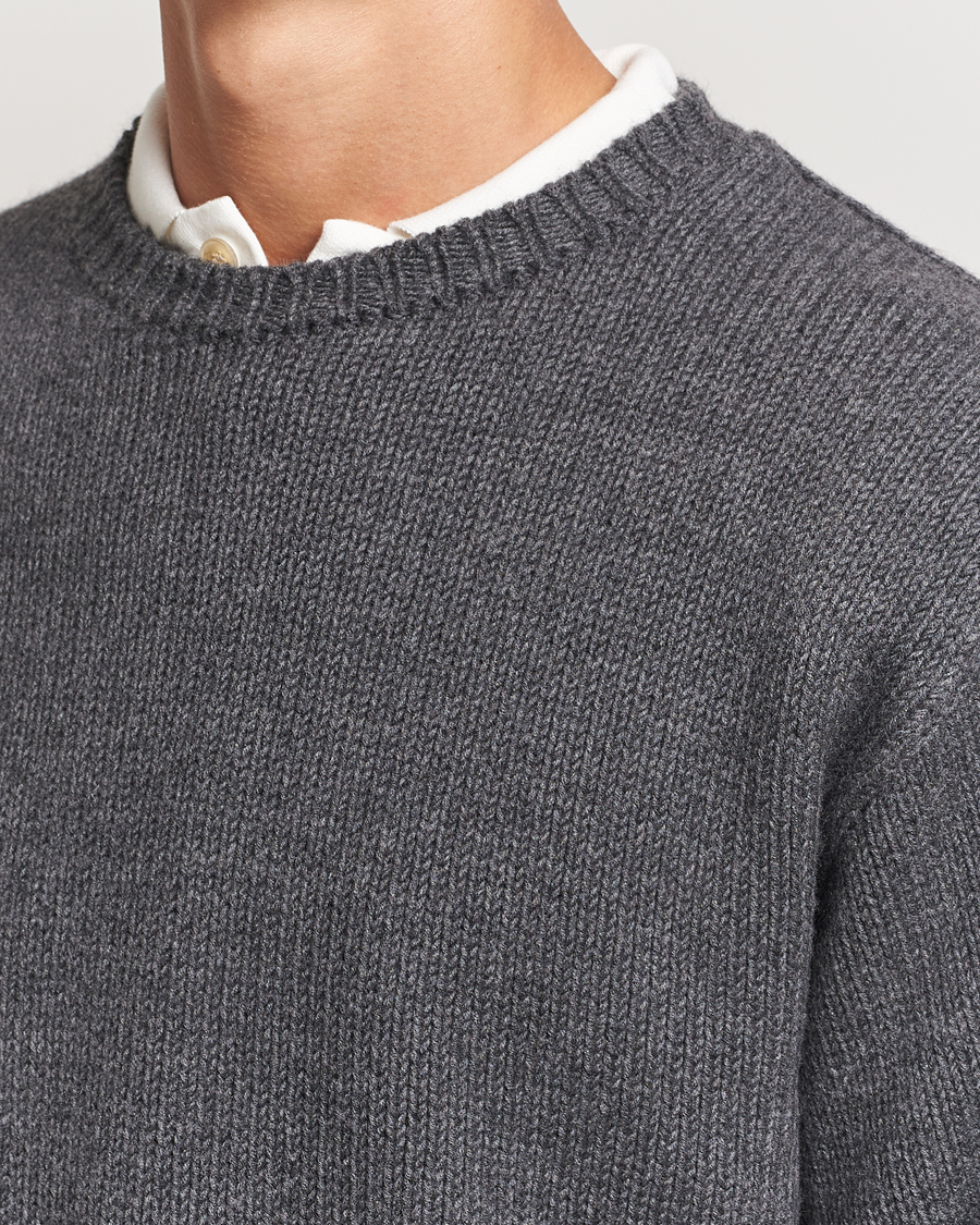 Herr | Tröjor | Auralee | Soft Wool Cord Pullover Charcoal