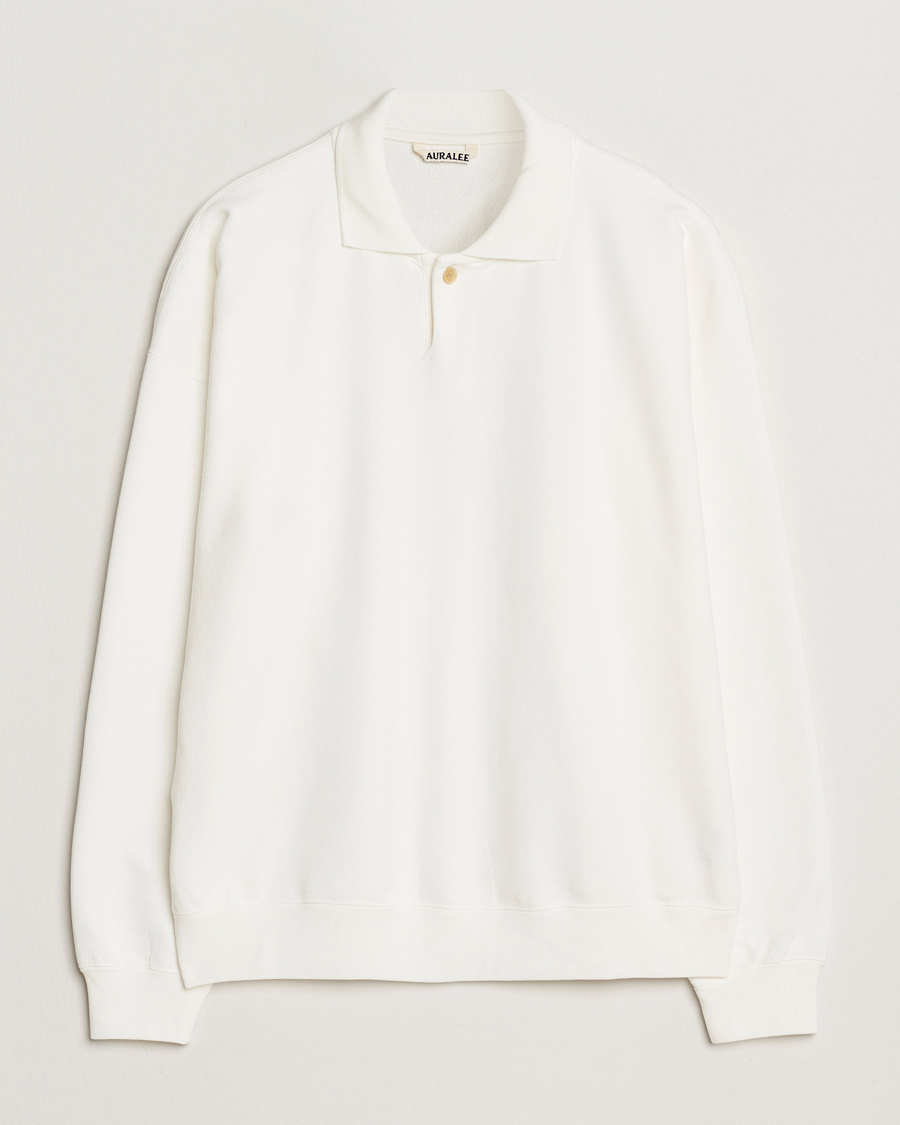 Herr | Tröjor | Auralee | Pima Cotton Long Sleeve Polo White