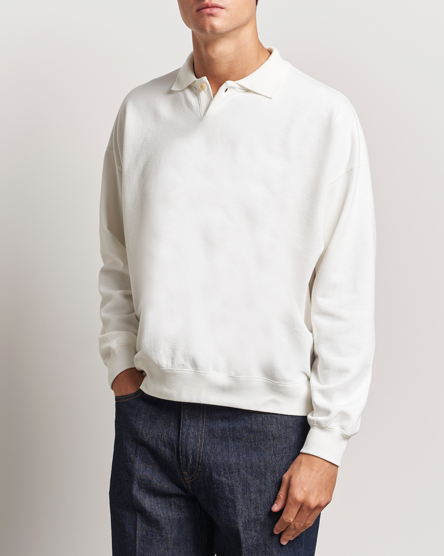 Herr | Tröjor | Auralee | Pima Cotton Long Sleeve Polo White