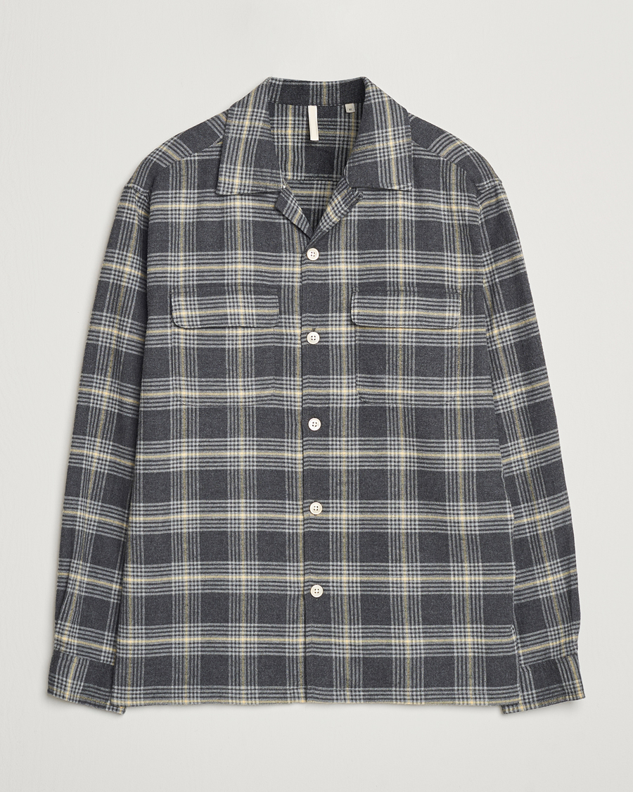Herr | Skjortor | Sunflower | Flannel Pocket Shirt Grey Check