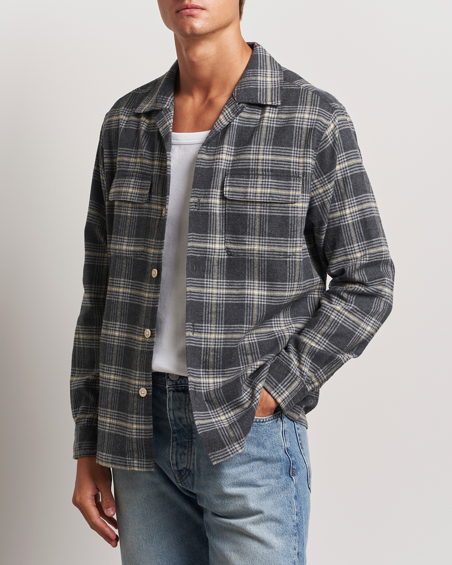 Herr | Skjortor | Sunflower | Flannel Pocket Shirt Grey Check