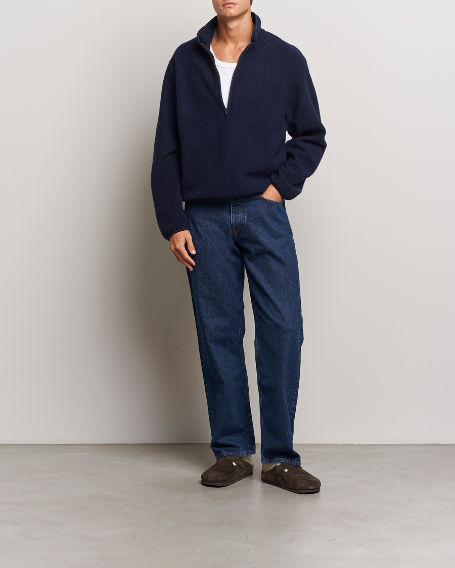Herr | Tröjor | Sunflower | Wool Half Zip Navy