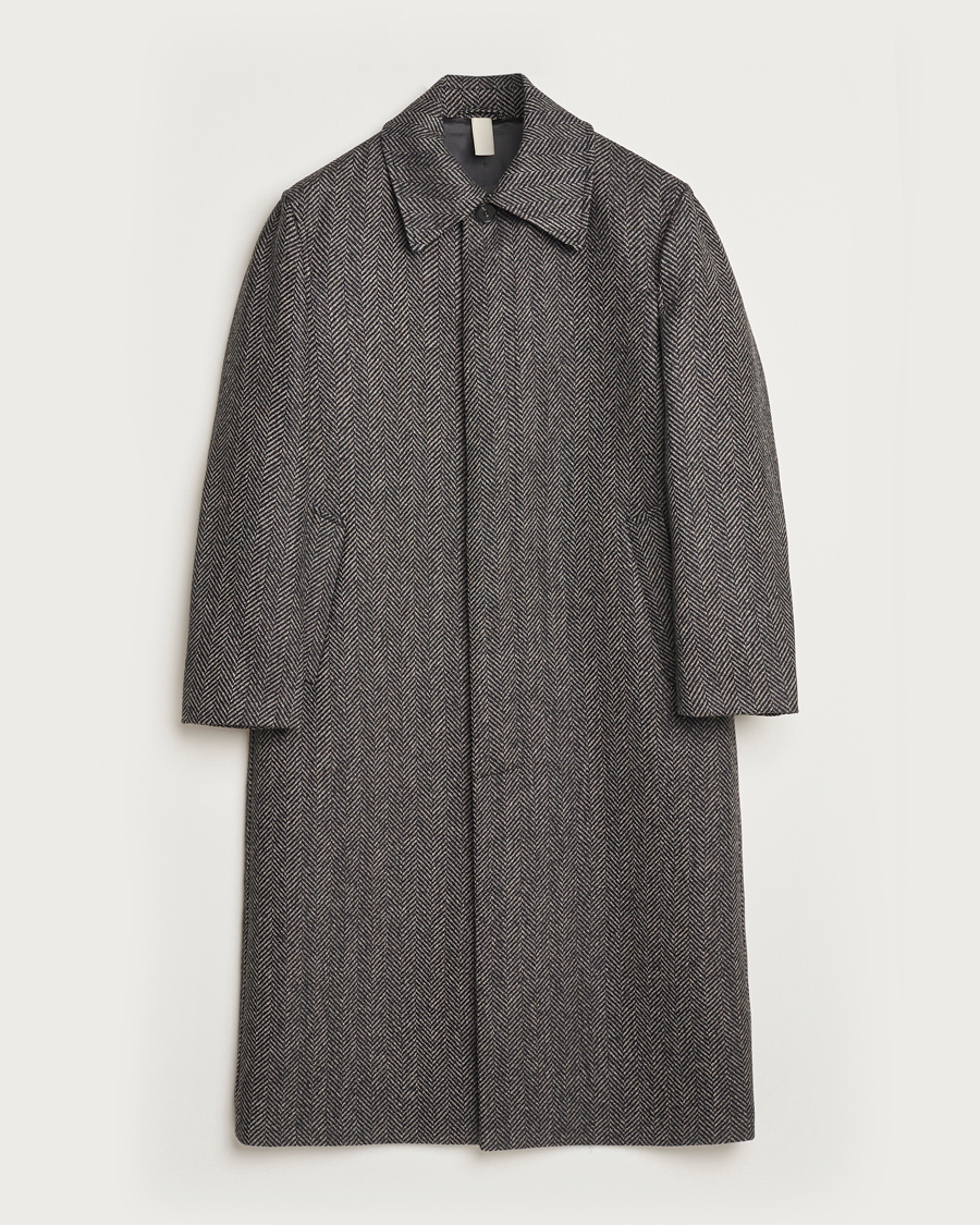 Herr | Jackor | Sunflower | Herringbone Wool Coat Antracite