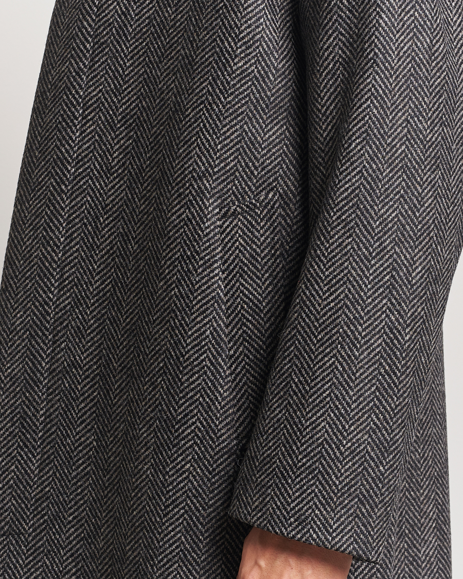 Herr | Jackor | Sunflower | Herringbone Wool Coat Antracite