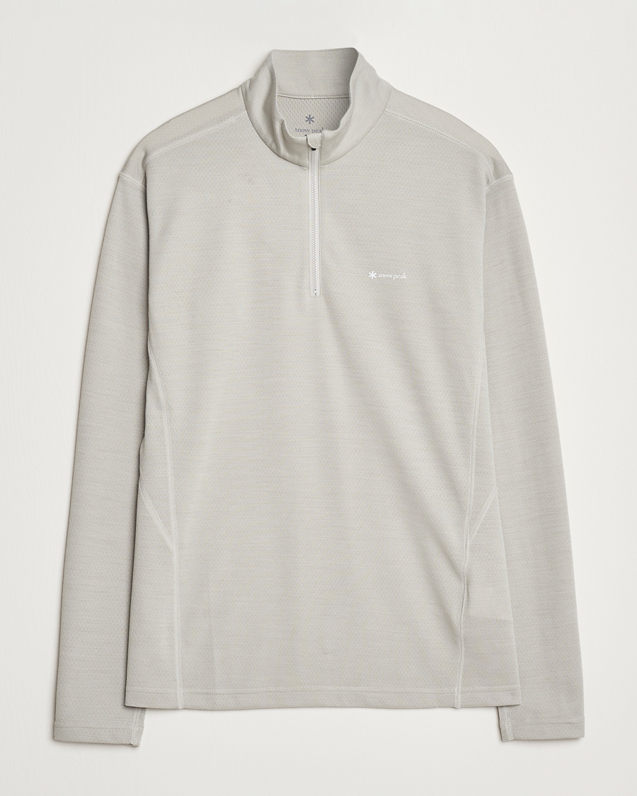 Herr | T-Shirts | Snow Peak | Wool Blend Half Zip T-Shirt Icegrey
