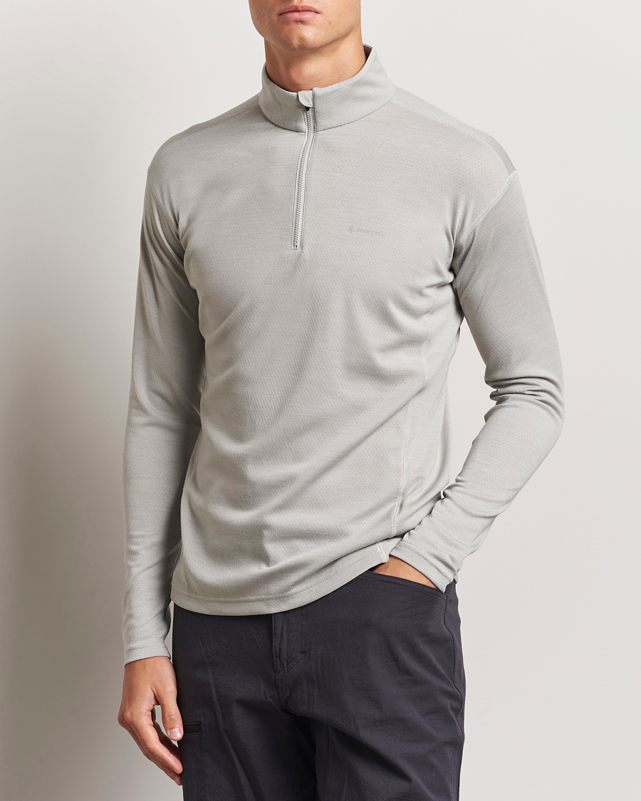 Herr | T-Shirts | Snow Peak | Wool Blend Half Zip T-Shirt Icegrey