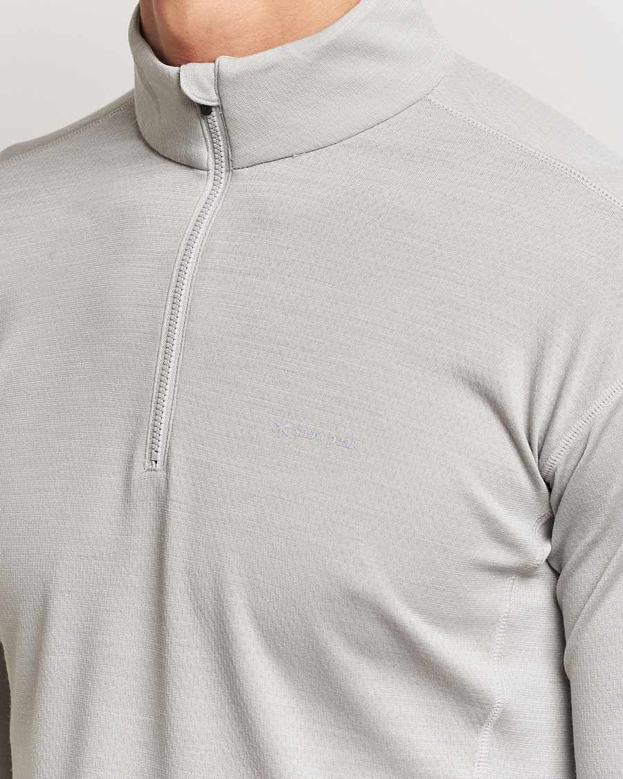 Herr | T-Shirts | Snow Peak | Wool Blend Half Zip T-Shirt Icegrey