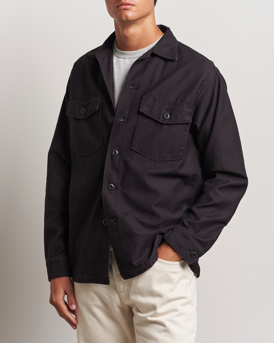 Herr | Skjortor | orSlow | Cotton Sateen US Army Overshirt Black