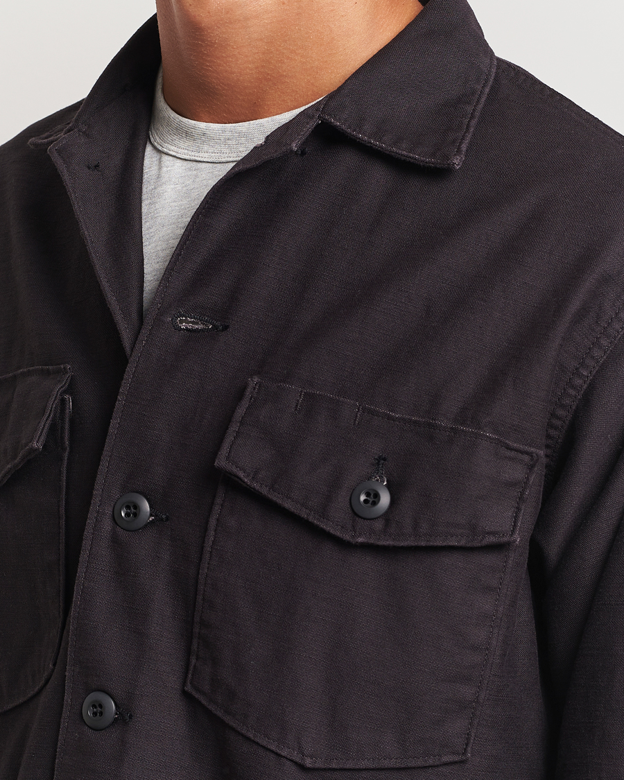 Herr | Skjortor | orSlow | Cotton Sateen US Army Overshirt Black
