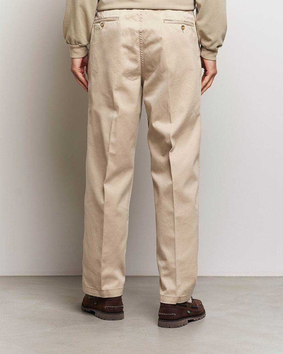 Herr | Byxor | orSlow | Two Tuck Wide Trousers Khaki