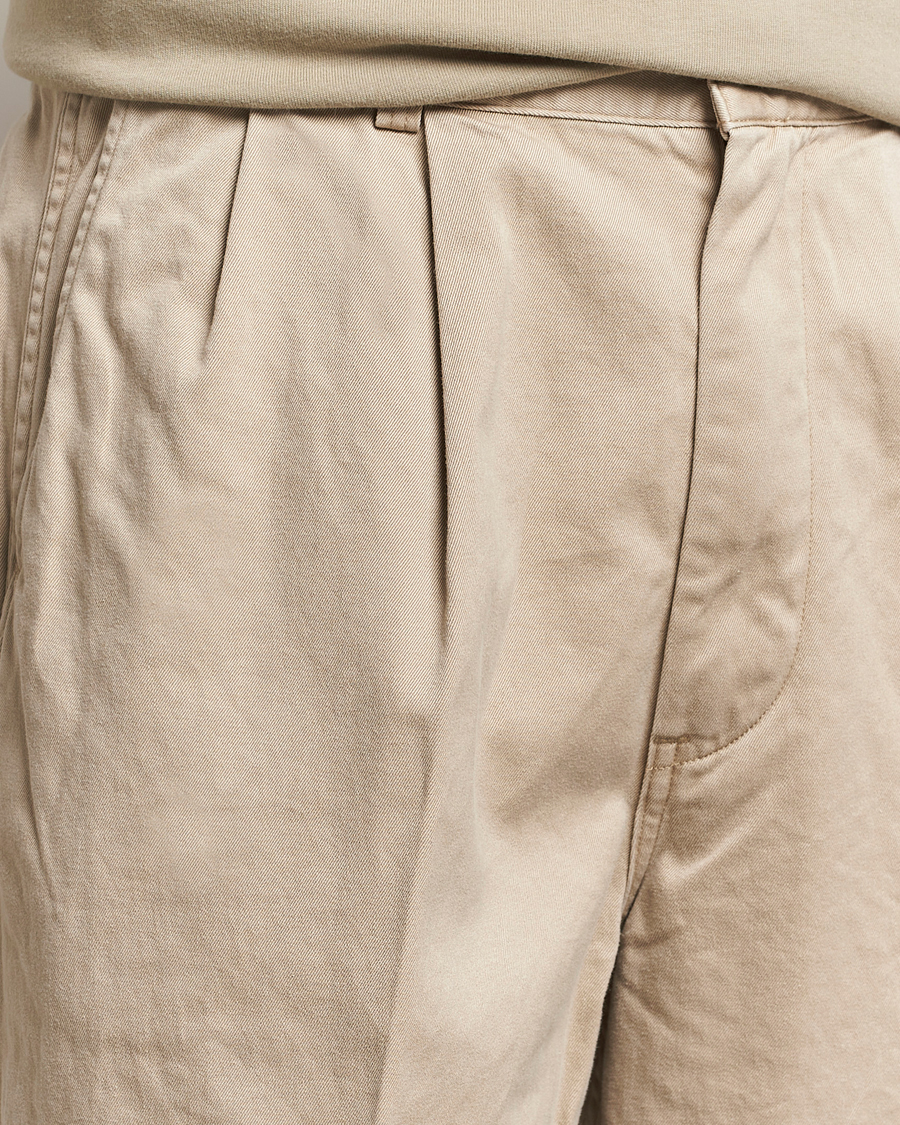 Herr | Byxor | orSlow | Two Tuck Wide Trousers Khaki