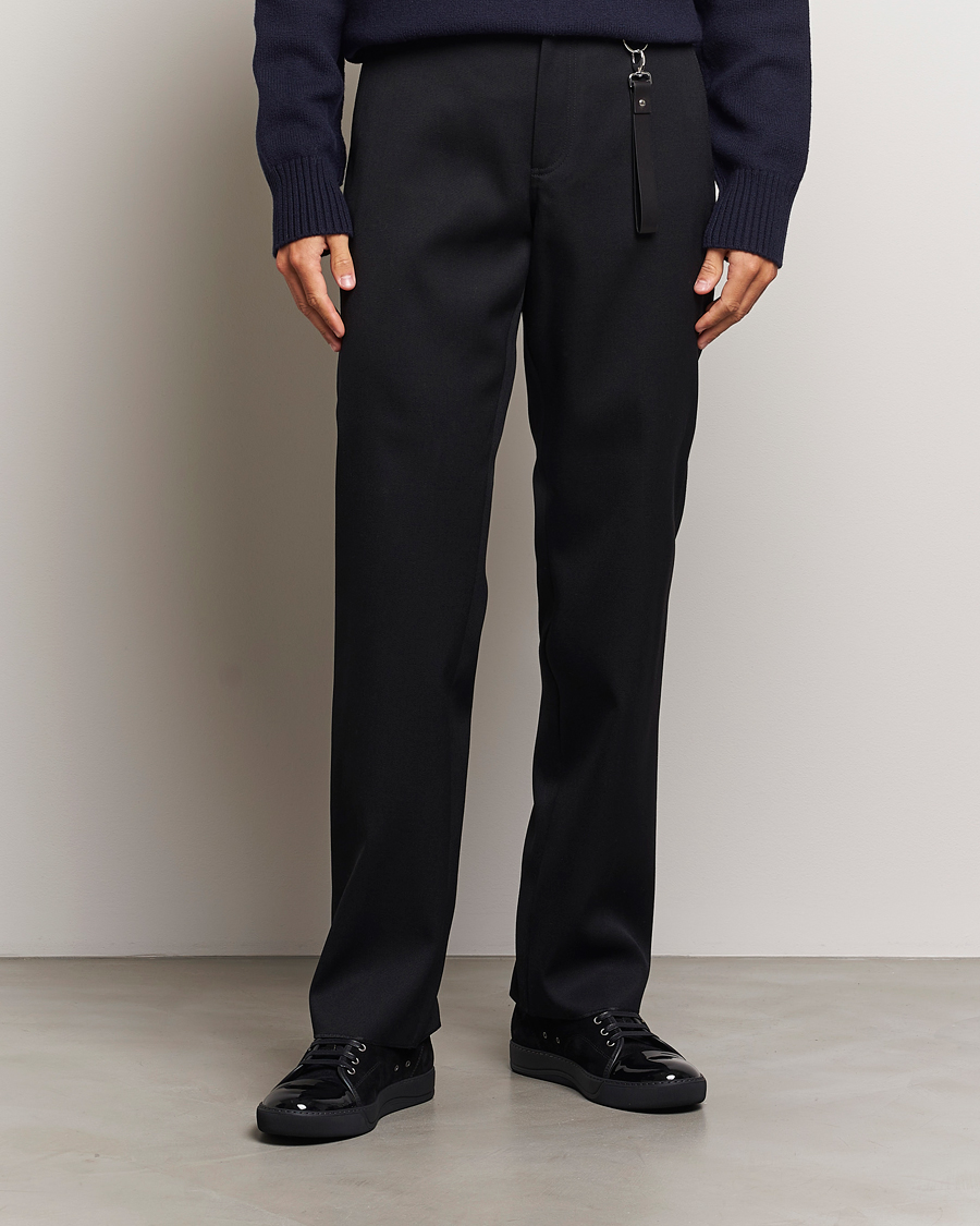 Herr | Byxor | Lanvin | Casual Straight Wool Trousers Black