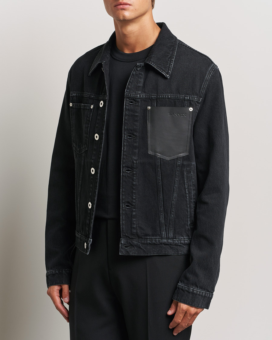 Herr | Jackor | Lanvin | Leather Pocket Denim Jacket Black