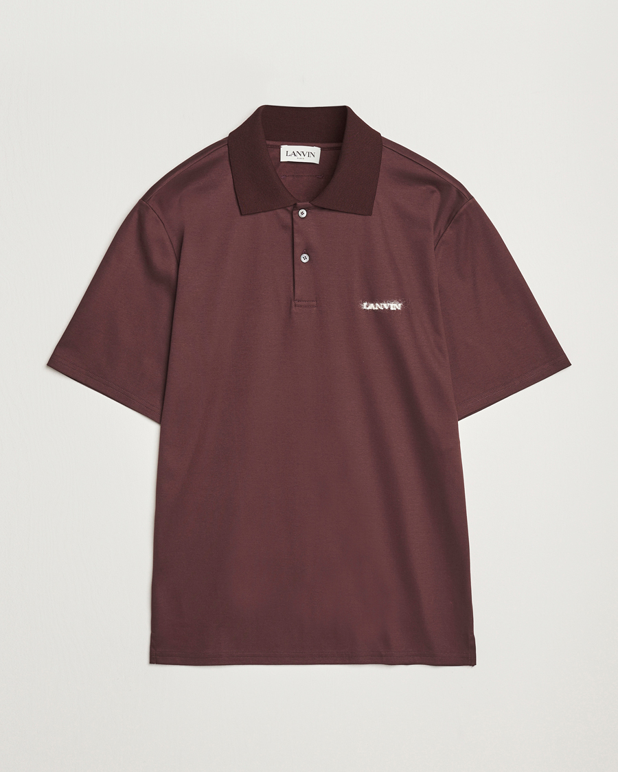 Herr | Pikéer | Lanvin | Mohair Logo Short Sleeve Polo Burgundy