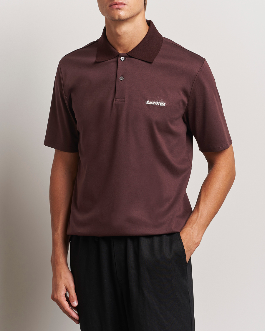 Herr | Pikéer | Lanvin | Mohair Logo Short Sleeve Polo Burgundy