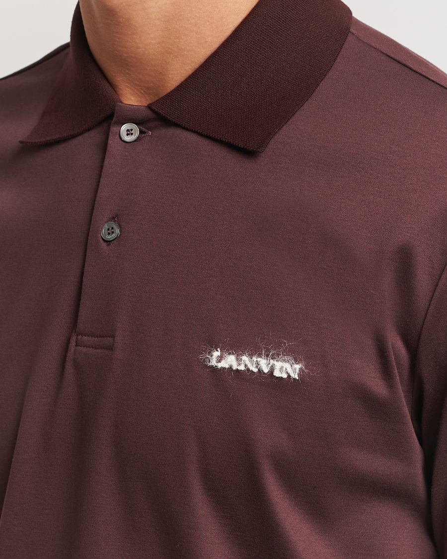 Herr | Pikéer | Lanvin | Mohair Logo Short Sleeve Polo Burgundy