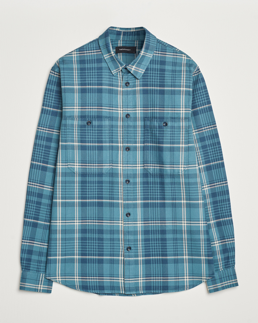 Herr | Skjortor | Peak Performance | Heavy Flannel Cotton Shirt Checked Blue