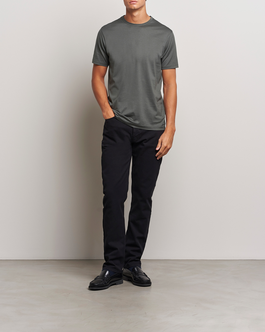 Herr | T-Shirts | Sunspel | Crew Neck Q82 Cotton T-Shirt Drill Green