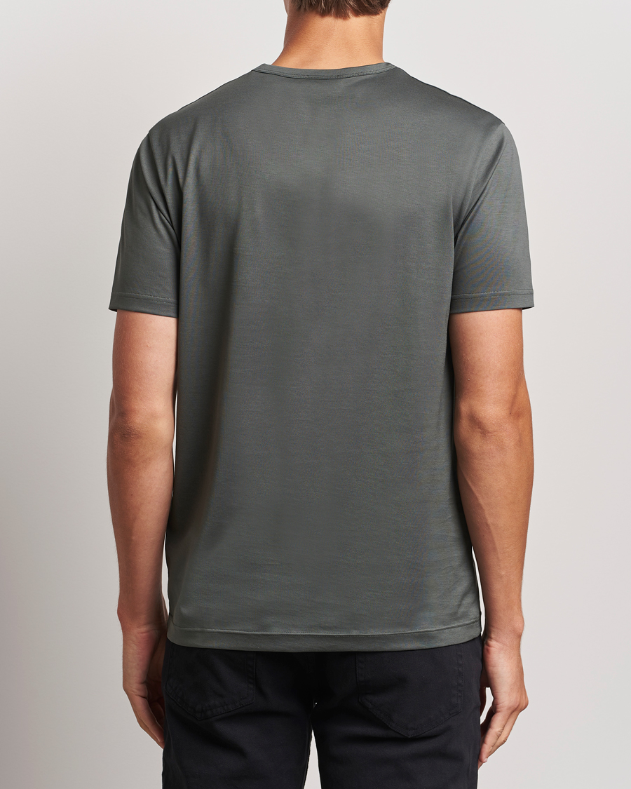 Herr | T-Shirts | Sunspel | Crew Neck Q82 Cotton T-Shirt Drill Green