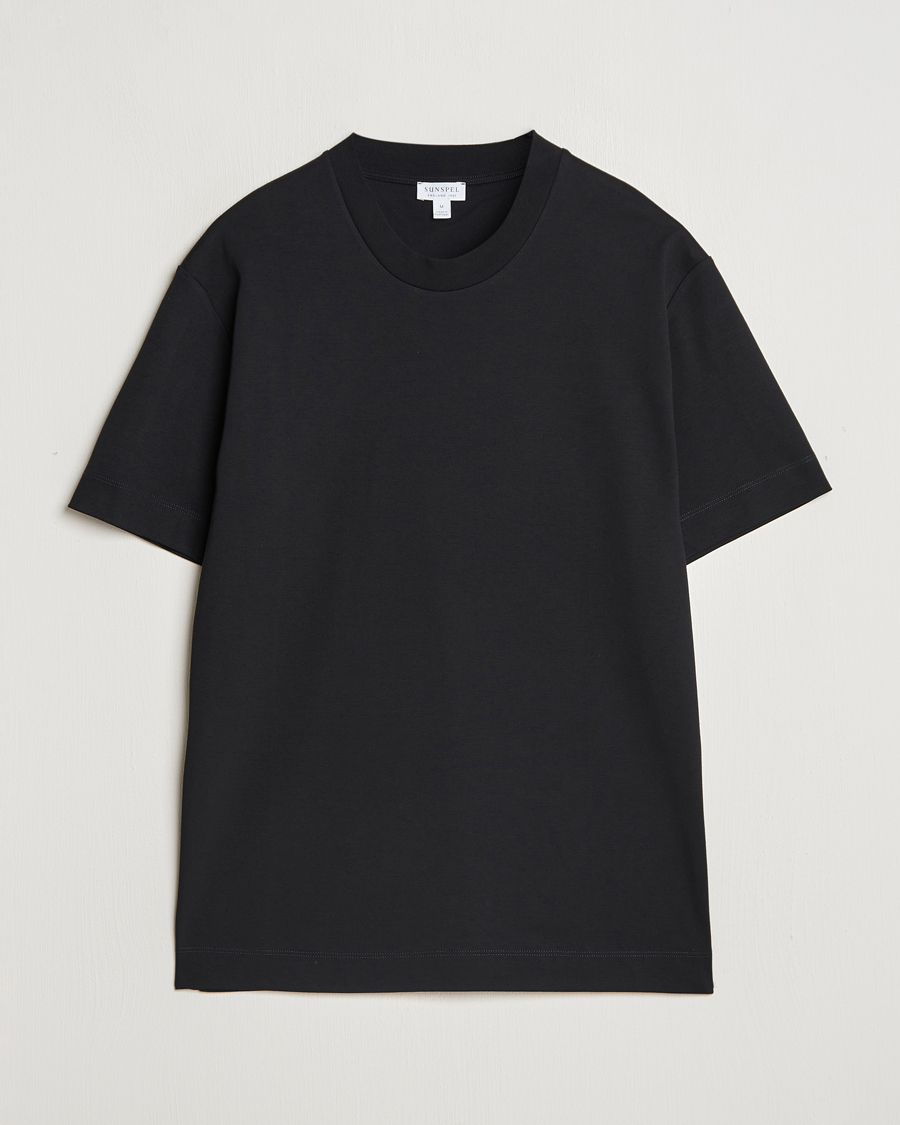Herr | T-Shirts | Sunspel | Heavy Weight Supima Cotton T-Shirt Black