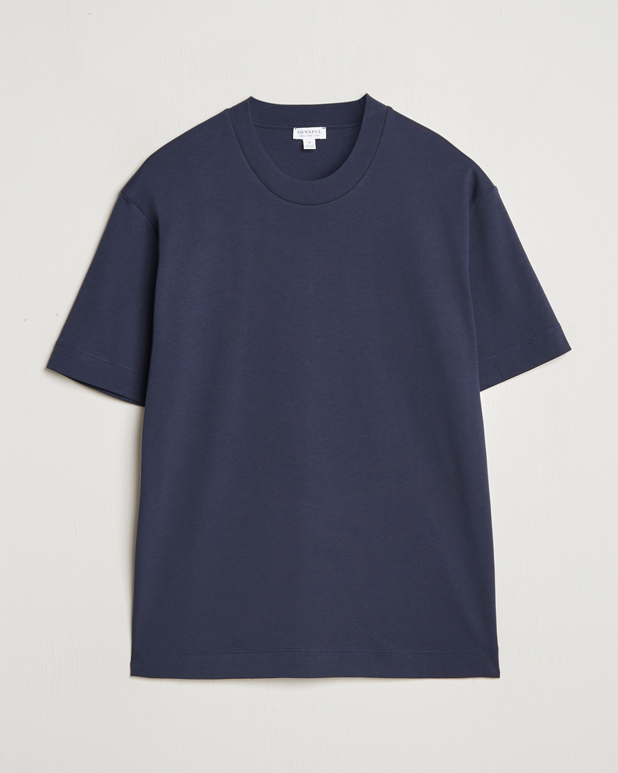 Herr | T-Shirts | Sunspel | Heavy Weight Supima Cotton T-Shirt Navy