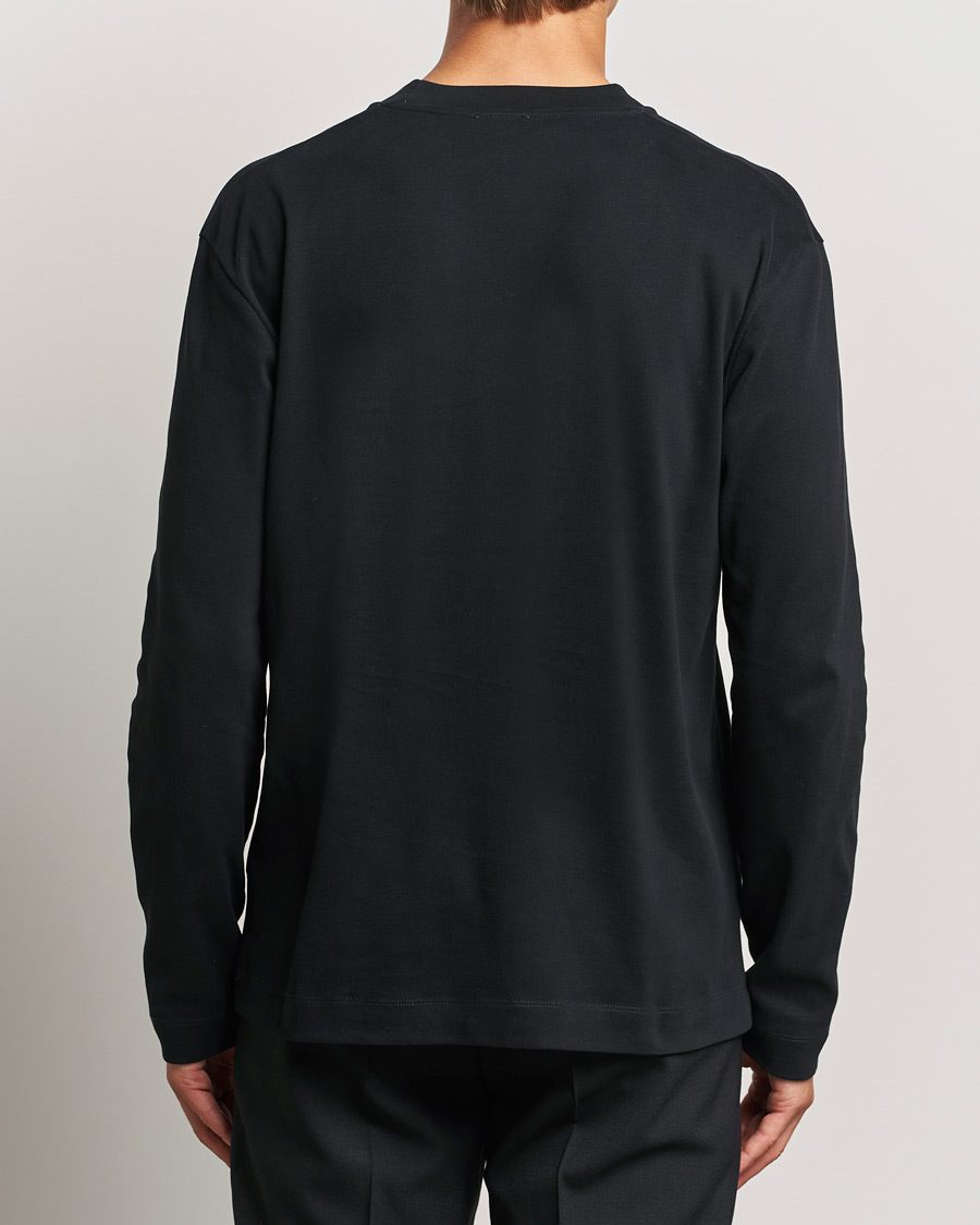 Herr | T-Shirts | Sunspel | Heavy Weight Supima Cotton Long Sleeve T-Shirt Black