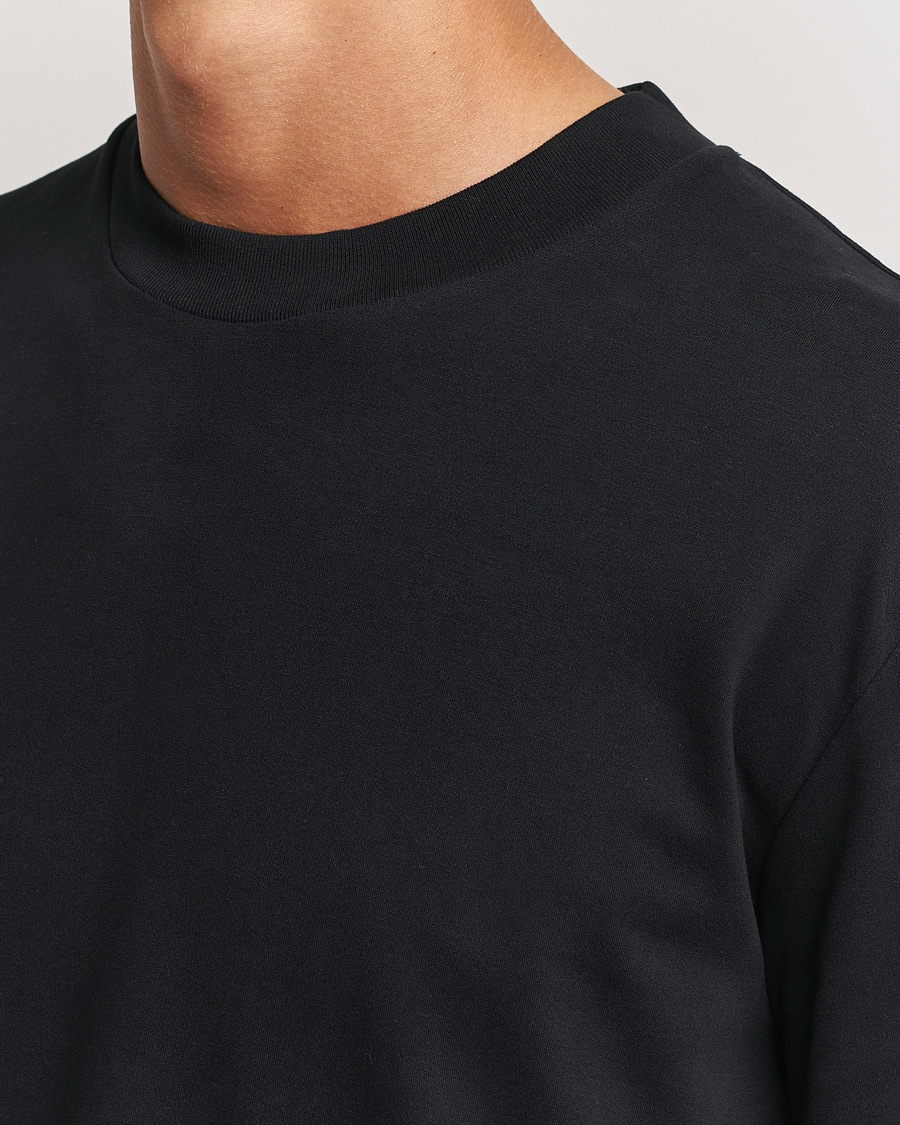 Herr | T-Shirts | Sunspel | Heavy Weight Supima Cotton Long Sleeve T-Shirt Black