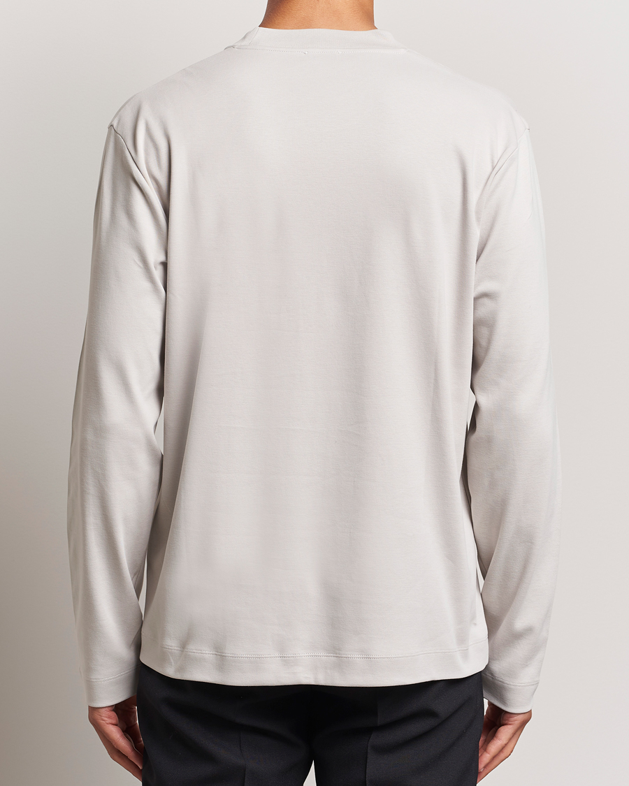 Herr | T-Shirts | Sunspel | Heavyweight Mock Neck Long Sleeve T-Shirt Putty