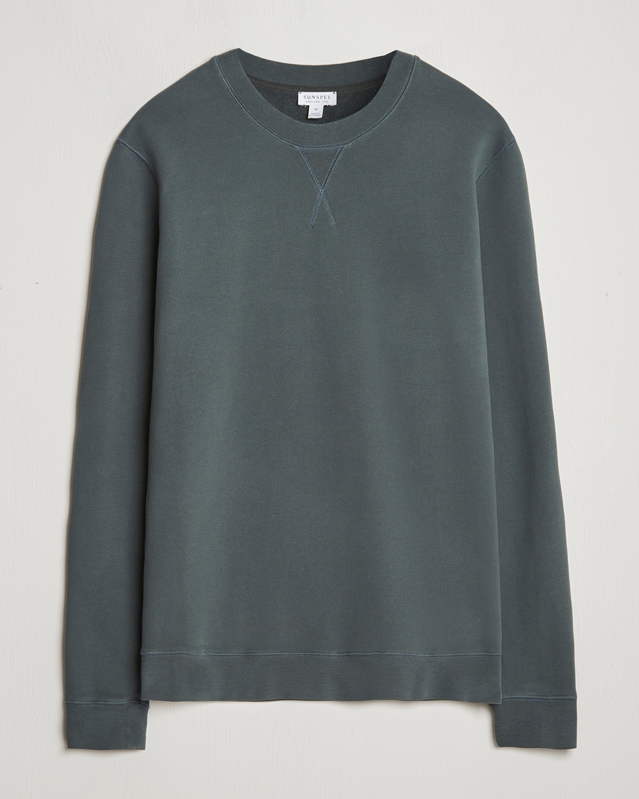 Herr | Tröjor | Sunspel | Loopback Sweatshirt Drill Green