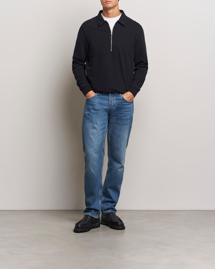 Herr | Tröjor | Sunspel | Zip Loopback Sweatshirt Polo Black