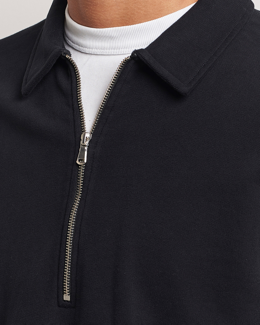 Herr | Tröjor | Sunspel | Zip Loopback Sweatshirt Polo Black