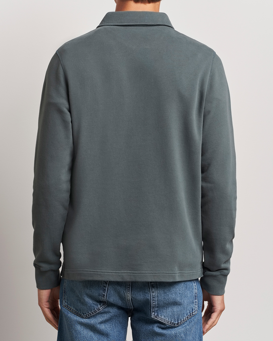 Herr | Tröjor | Sunspel | Zip Loopback Sweatshirt Polo Drill Green