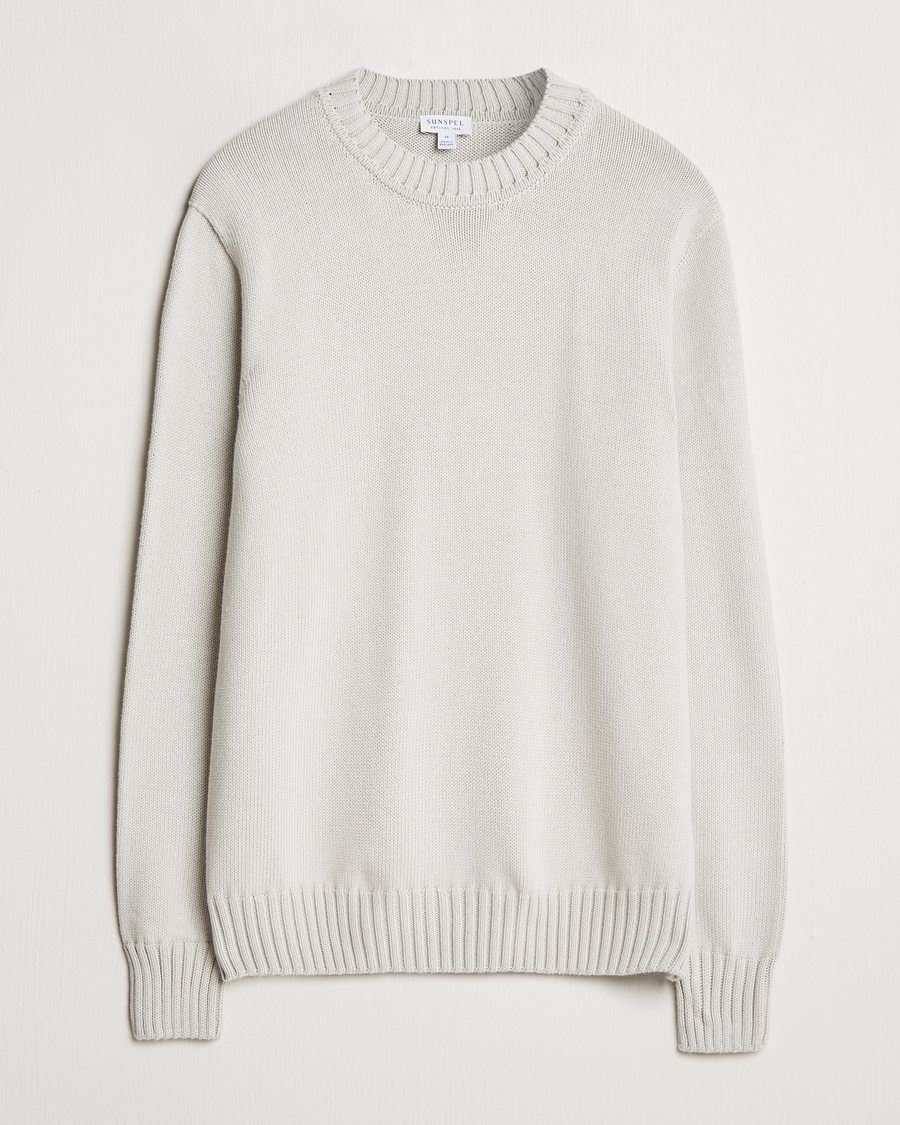 Herr | Tröjor | Sunspel | Mid Weight Cotton Crew Putty