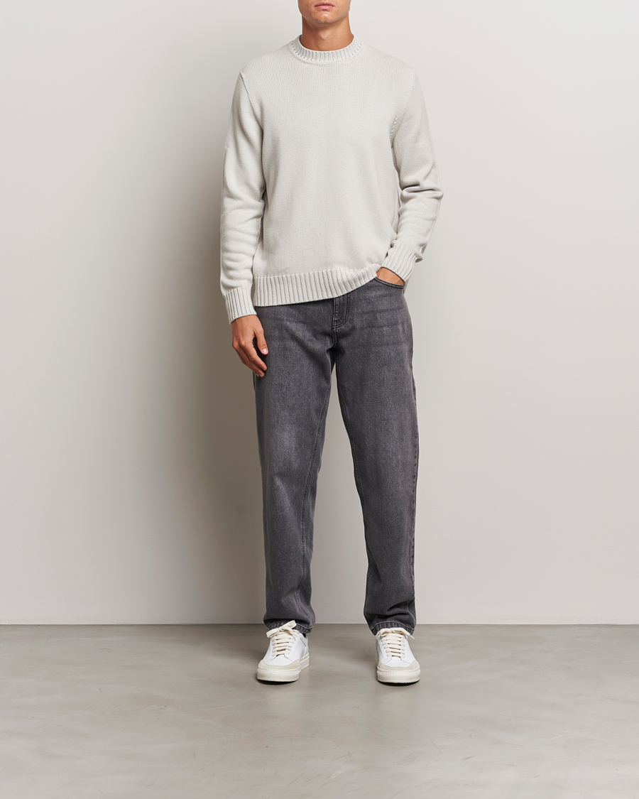 Herr | Tröjor | Sunspel | Mid Weight Cotton Crew Putty