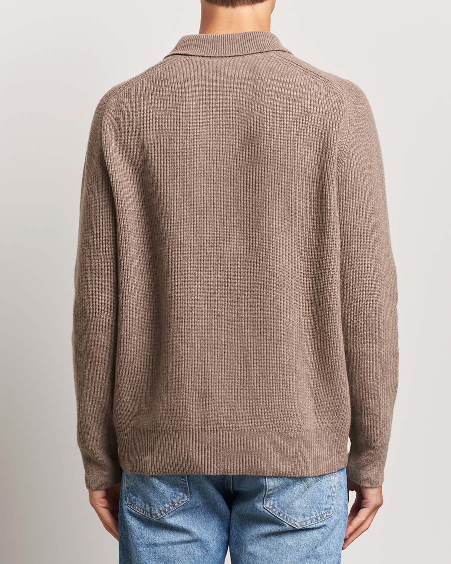 Herr | Tröjor | Sunspel | Ribbed Wool/Cashmere Poloneck Sandstone