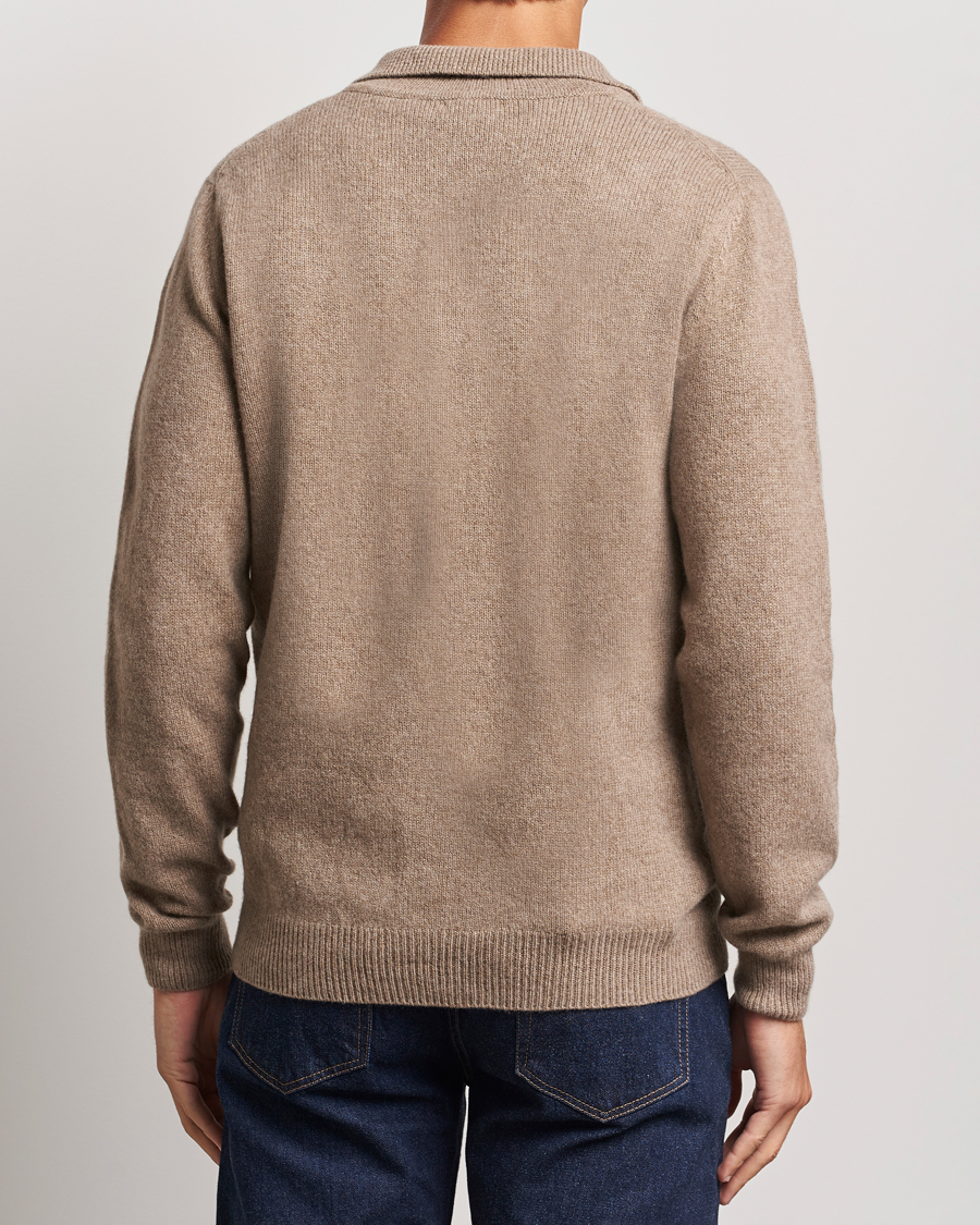 Herr | Tröjor | Sunspel | Lambswool Poloshirt Sandstone