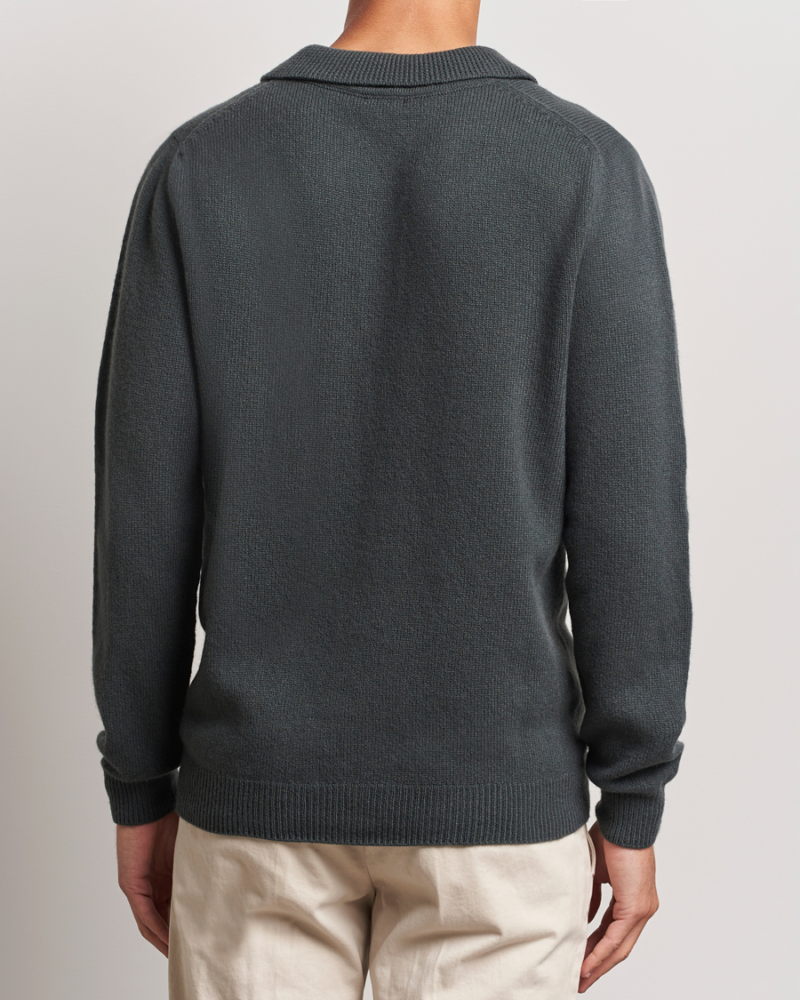 Herr | Tröjor | Sunspel | Lambswool Poloshirt Drill Green