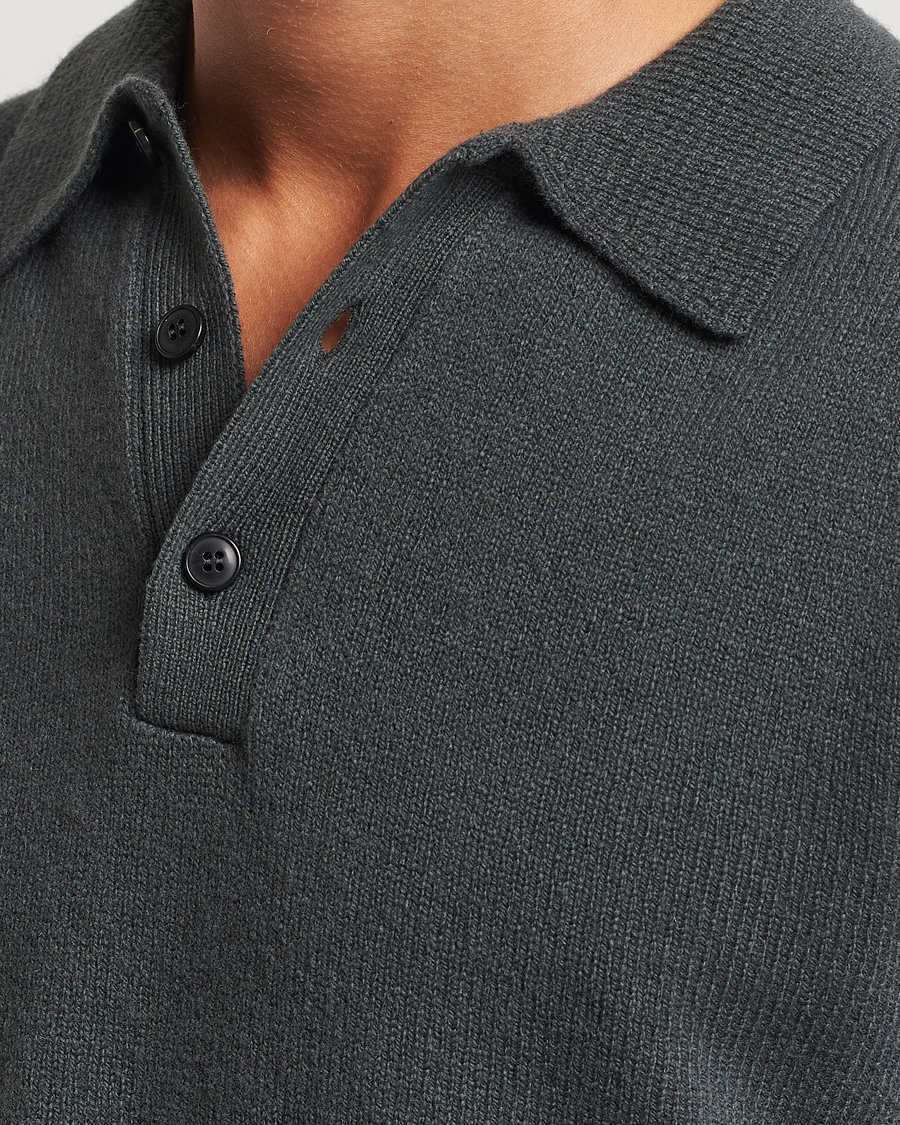 Herr | Tröjor | Sunspel | Lambswool Poloshirt Drill Green