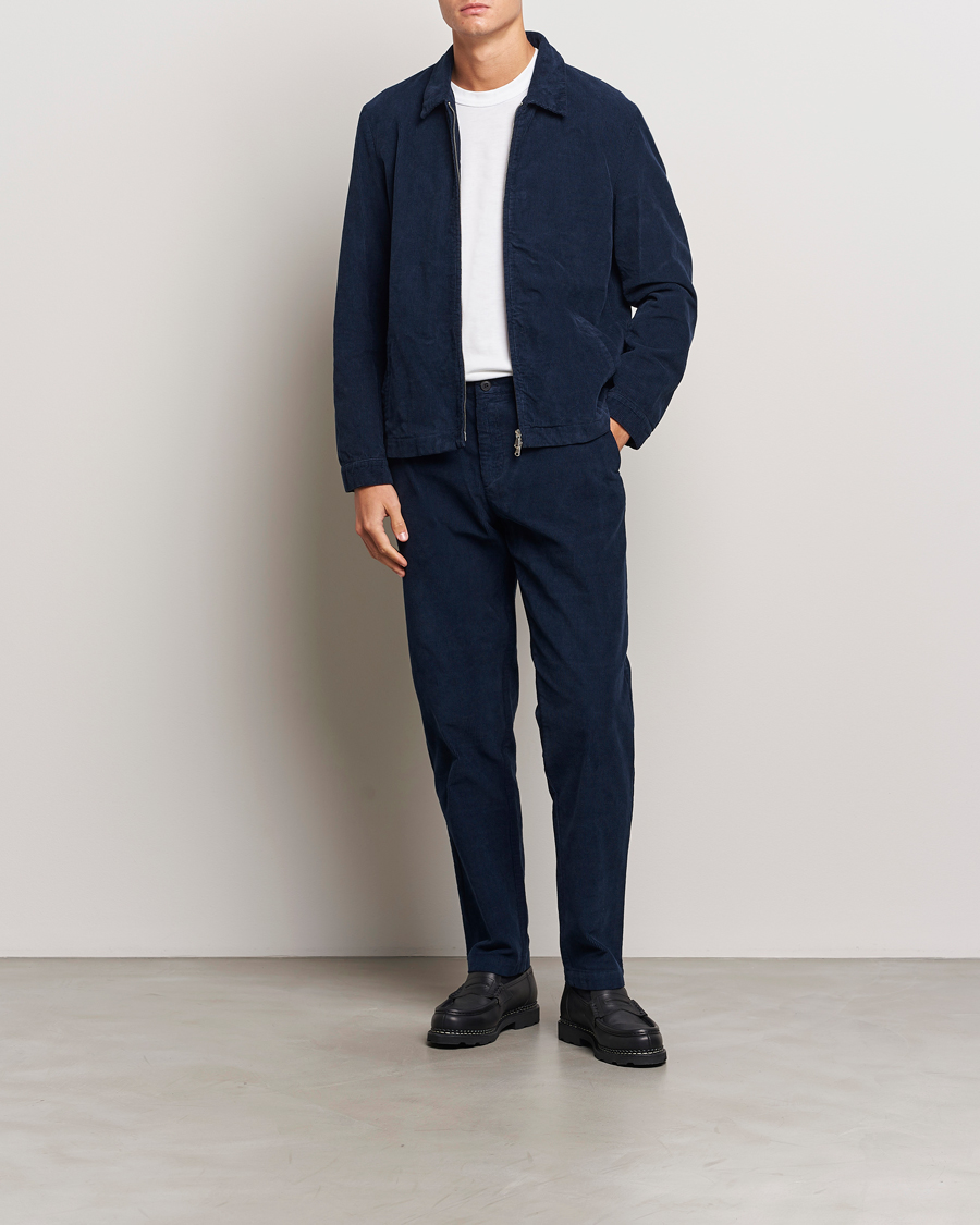 Herr | Byxor | Sunspel | Corduroy Chore Trousers Navy
