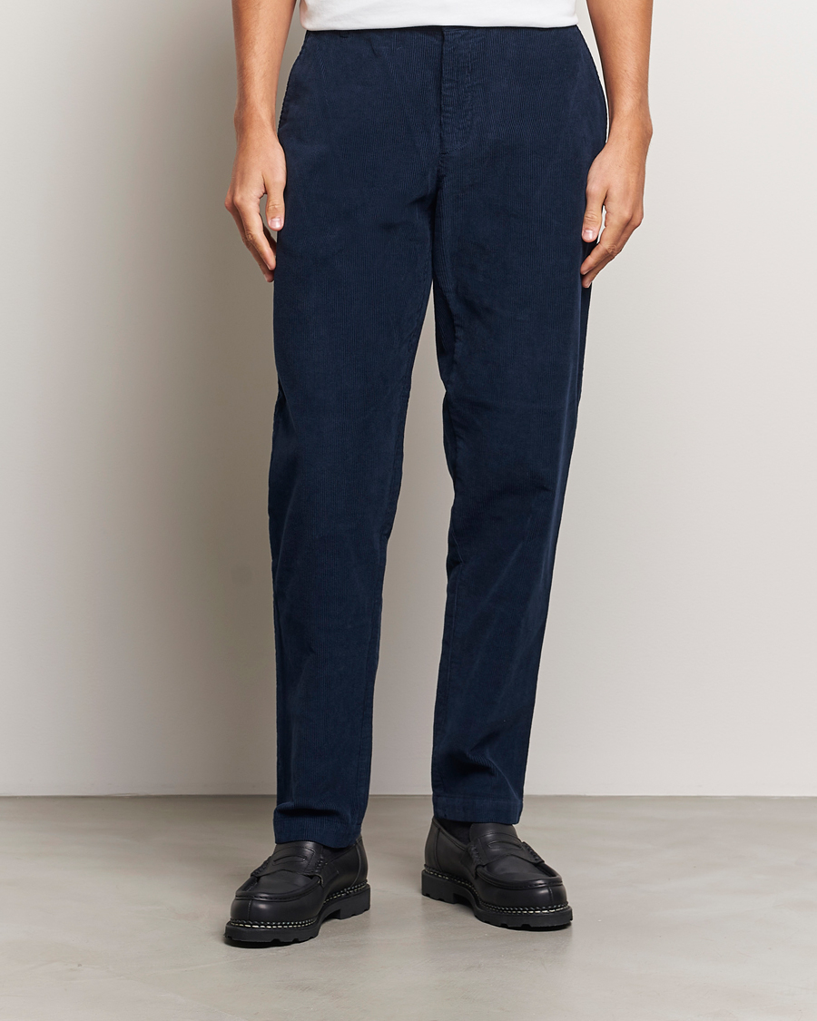 Herr | Byxor | Sunspel | Corduroy Chore Trousers Navy