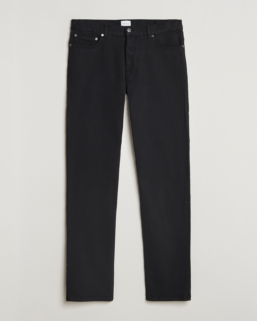 Herr | Byxor | Sunspel | Five Pocket Cotton Twill Trousers Black