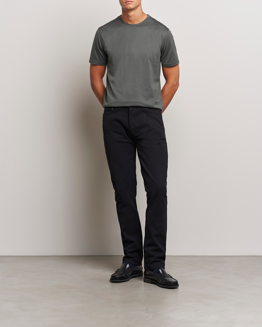Herr | Byxor | Sunspel | Five Pocket Cotton Twill Trousers Black