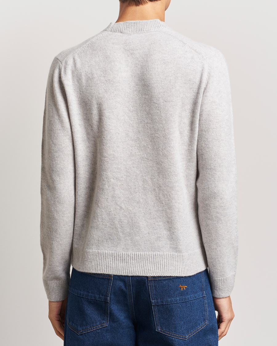 Herr | Tröjor | Maison Kitsuné | Bold Fox Lambswool Crew Neck Light Grey Melange